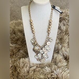 New Premier Designs Bombshell Matte Gold Tone Rhinestone Necklace